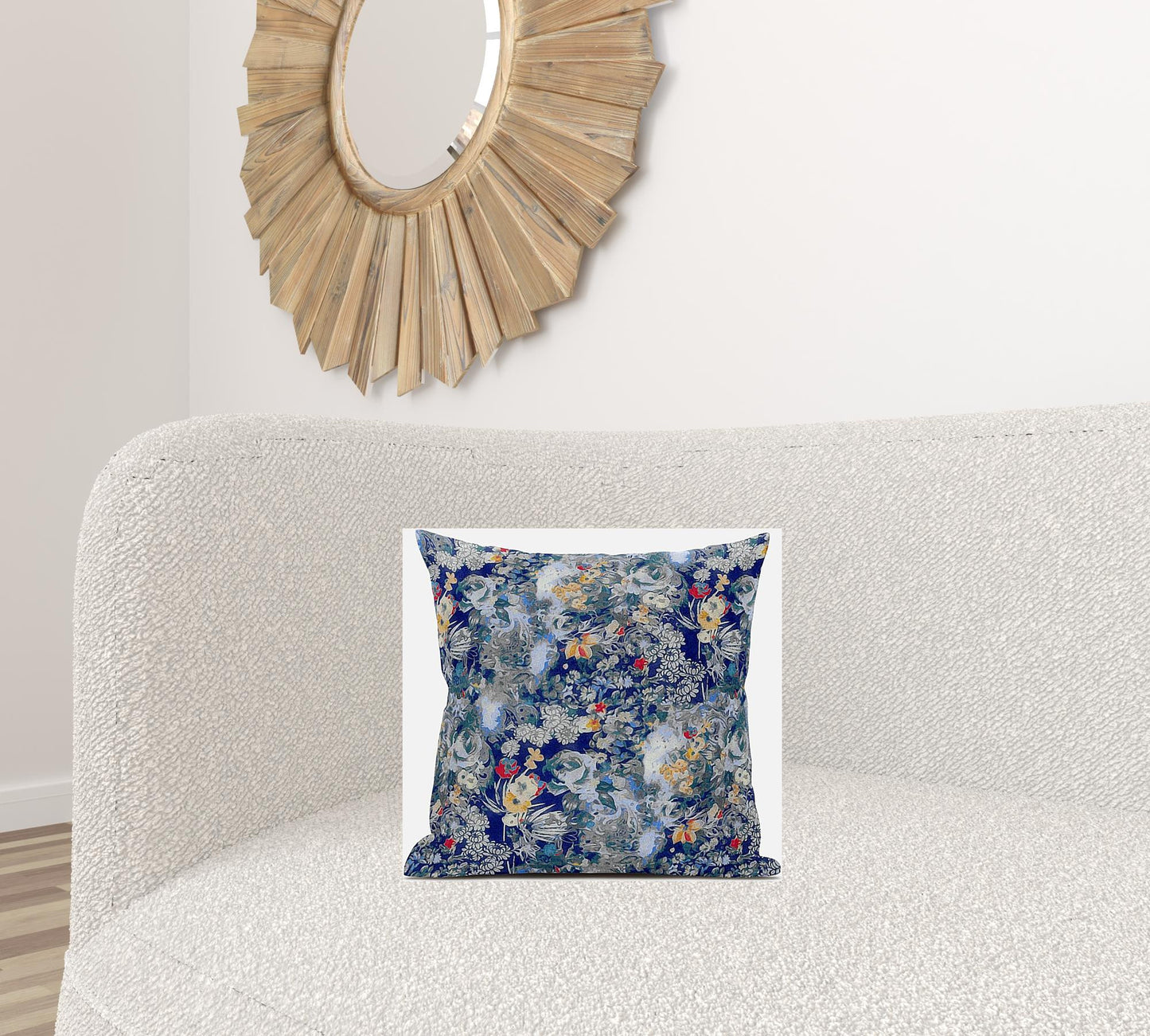 16" Blue Gray Springtime Zippered Suede Throw Pillow
