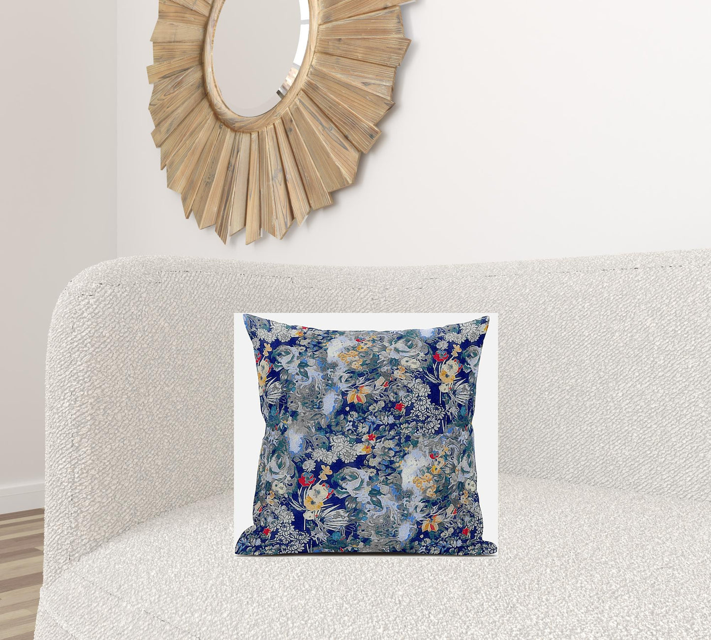 18" Blue Gray Springtime Zippered Suede Throw Pillow