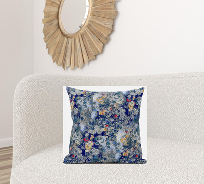 18" Blue Gray Springtime Zippered Suede Throw Pillow