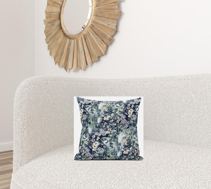 16" Gray Indigo Springtime Zippered Suede Throw Pillow