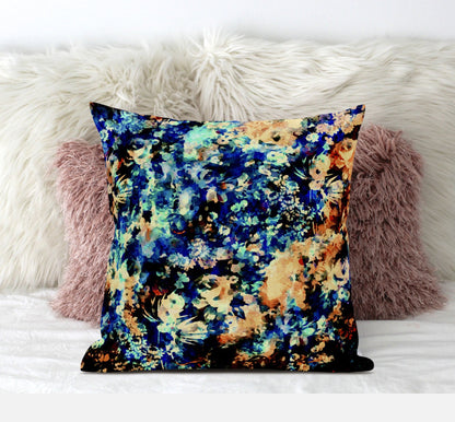 18" Orange Blue Springtime Zippered Suede Throw Pillow