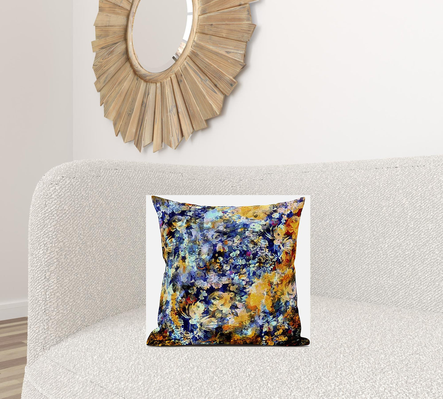 18" Orange Indigo Springtime Zippered Suede Throw Pillow