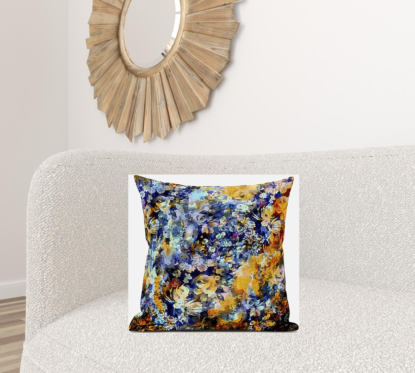 18" Orange Indigo Springtime Zippered Suede Throw Pillow