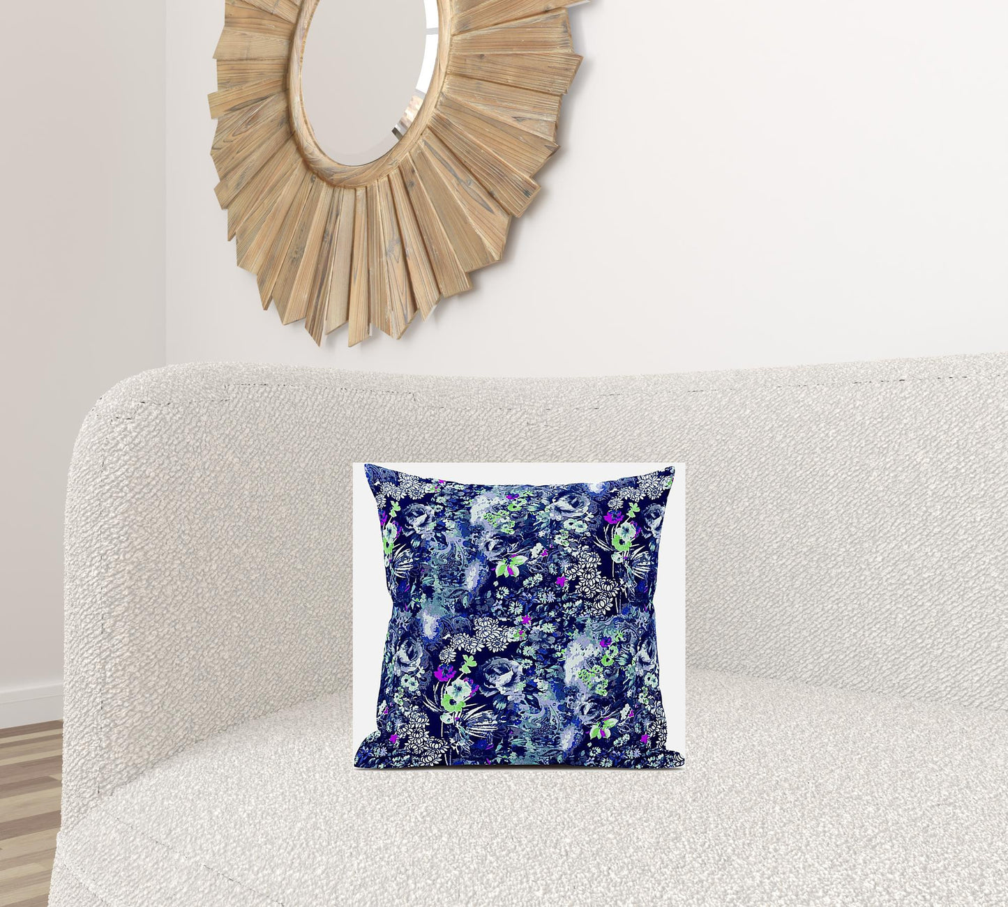 16" Purple Blue Springtime Zippered Suede Throw Pillow