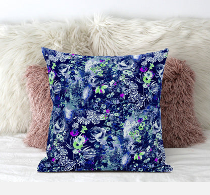 18" Purple Blue Springtime Zippered Suede Throw Pillow