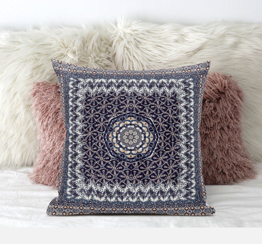 16” Gray Peach Holy Floral Zippered Suede Throw Pillow