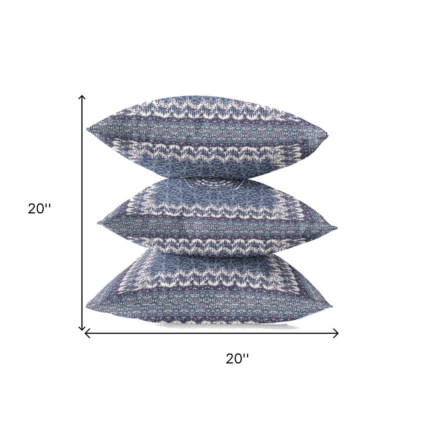 18” Indigo White Holy Floral Zippered Suede Throw Pillow