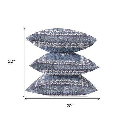 18” Indigo White Holy Floral Zippered Suede Throw Pillow