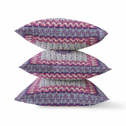 18” Magenta Indigo Holy Floral Zippered Suede Throw Pillow
