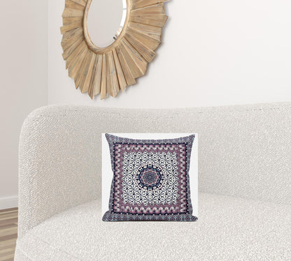 16” Pink Gray Holy Floral Zippered Suede Throw Pillow