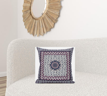 18” Pink Gray Holy Floral Zippered Suede Throw Pillow