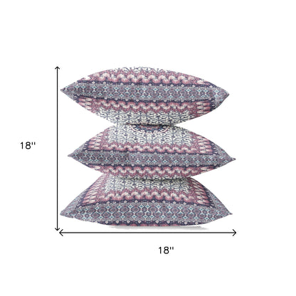 18” Pink Gray Holy Floral Zippered Suede Throw Pillow