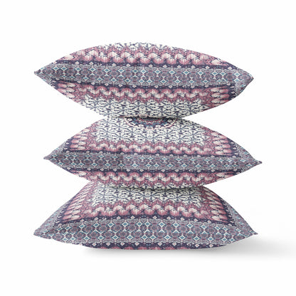 18” Pink Gray Holy Floral Zippered Suede Throw Pillow