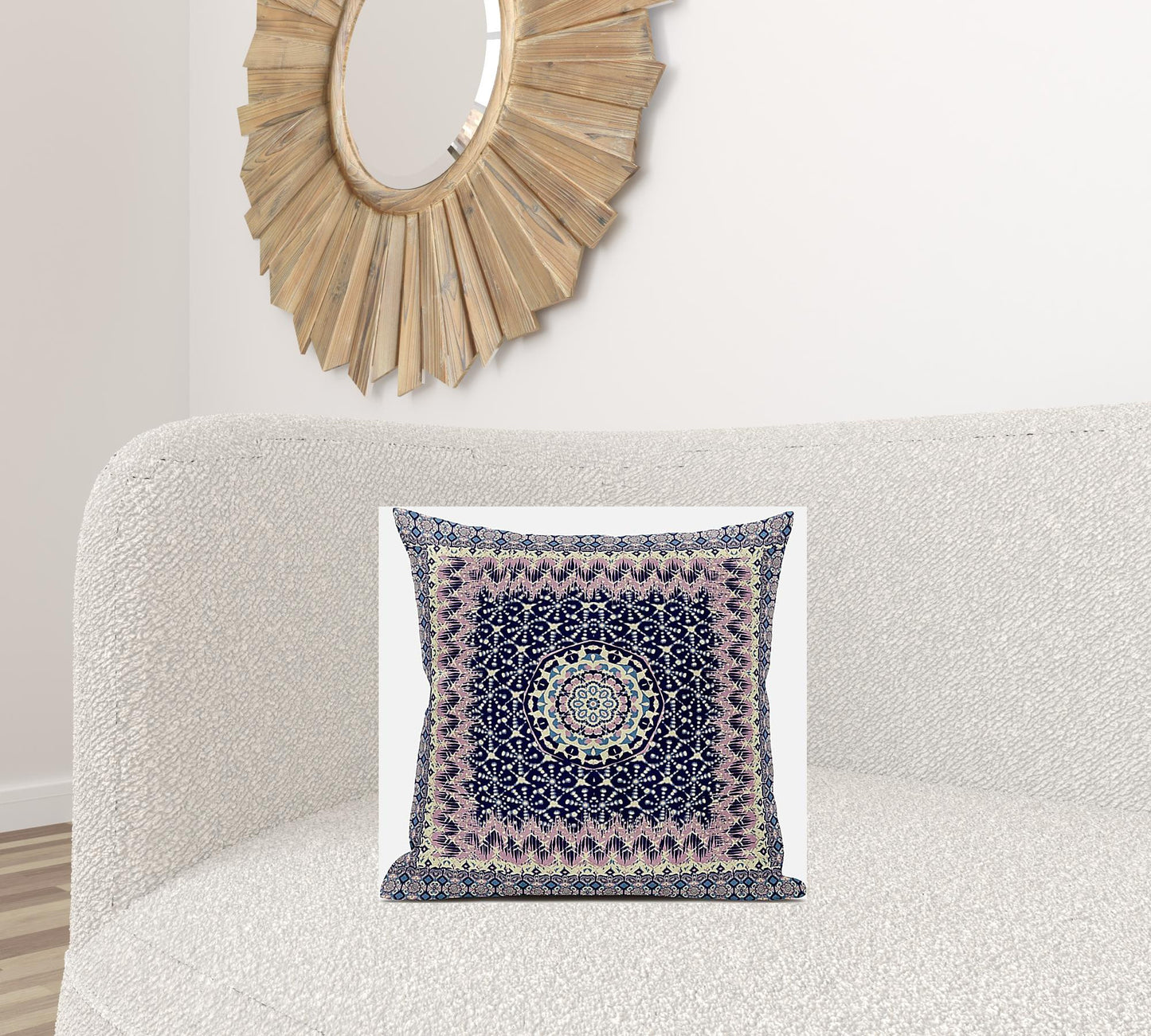 18” Pink Indigo Holy Floral Zippered Suede Throw Pillow