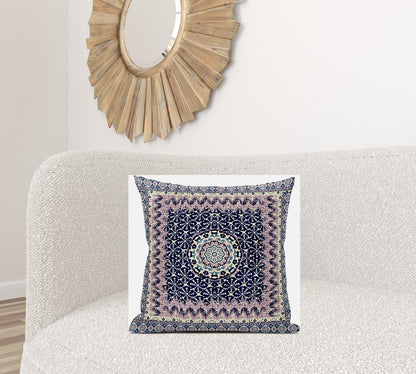 18” Pink Indigo Holy Floral Zippered Suede Throw Pillow