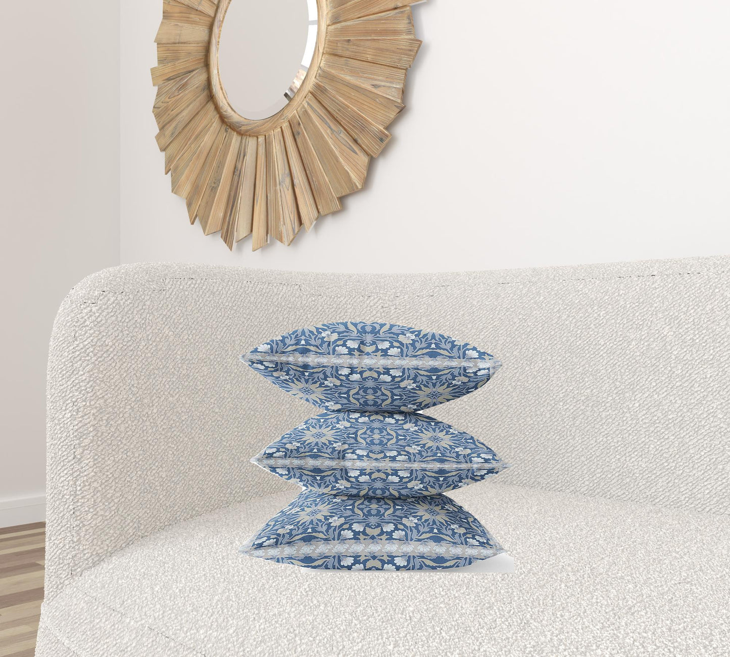 18” Blue Gray Paisley Zippered Suede Throw Pillow