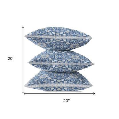 18” Blue Gray Paisley Zippered Suede Throw Pillow