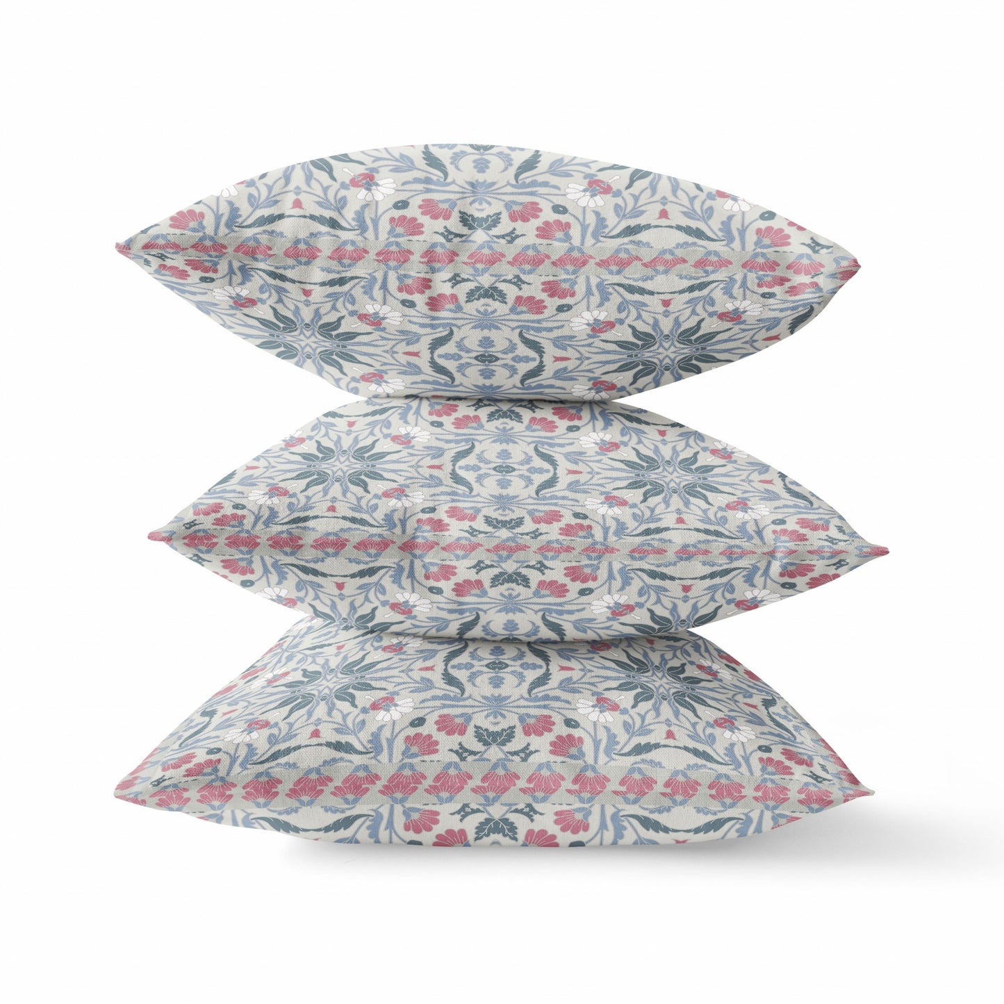 18” Pink Gray Paisley Zippered Suede Throw Pillow