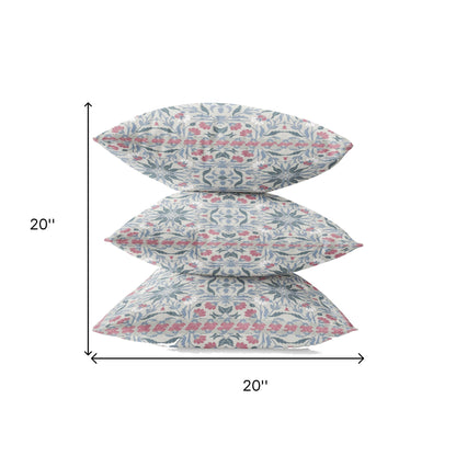 18” Pink Gray Paisley Zippered Suede Throw Pillow