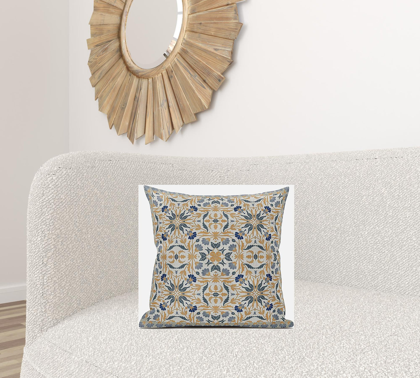 18” Gray Orange Paisley Zippered Suede Throw Pillow