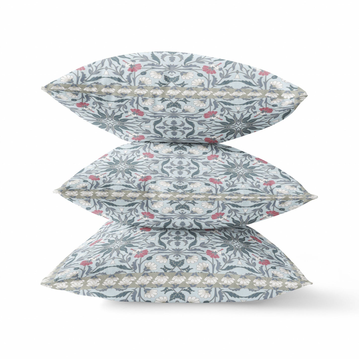 16” Powder Blue Paisley Zippered Suede Throw Pillow