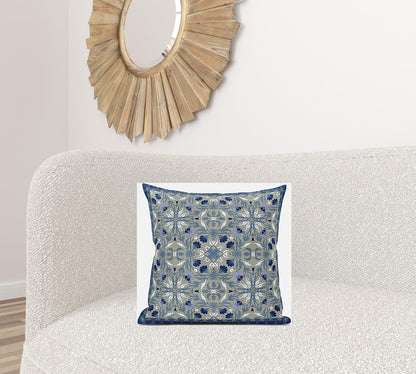 18” Gray Indigo Paisley Zippered Suede Throw Pillow