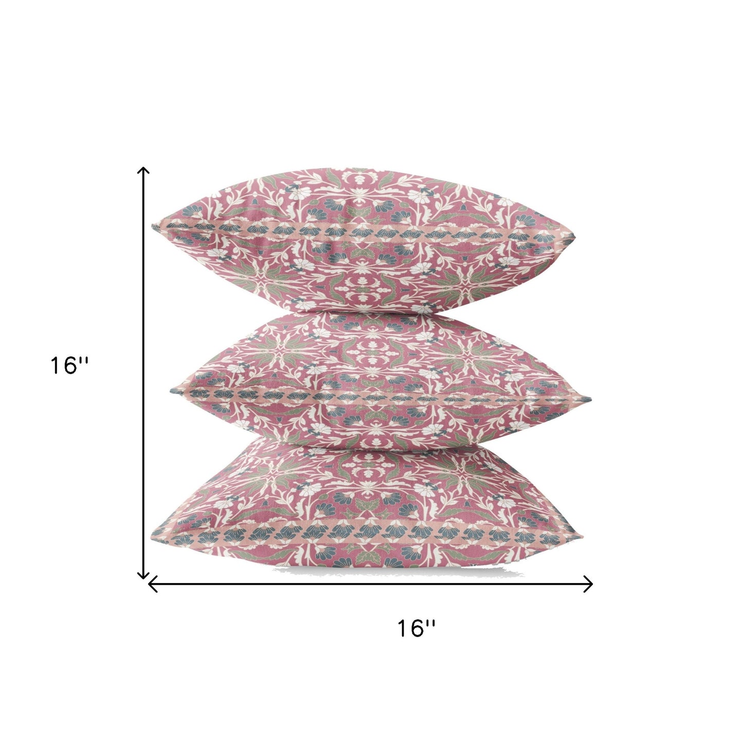 16” Magenta White Paisley Zippered Suede Throw Pillow