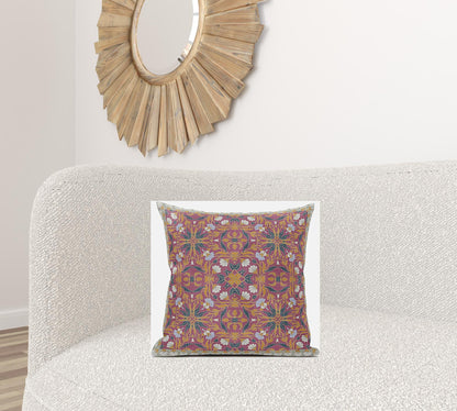18” Magenta Orange Paisley Zippered Suede Throw Pillow