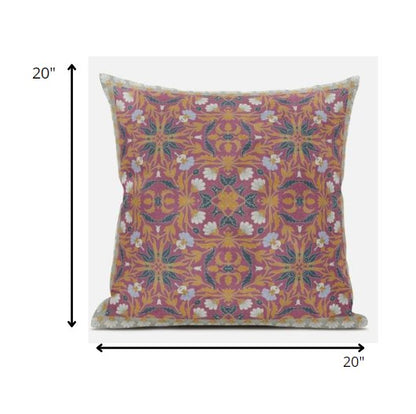 18” Magenta Orange Paisley Zippered Suede Throw Pillow