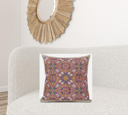 18” Magenta Orange Paisley Zippered Suede Throw Pillow