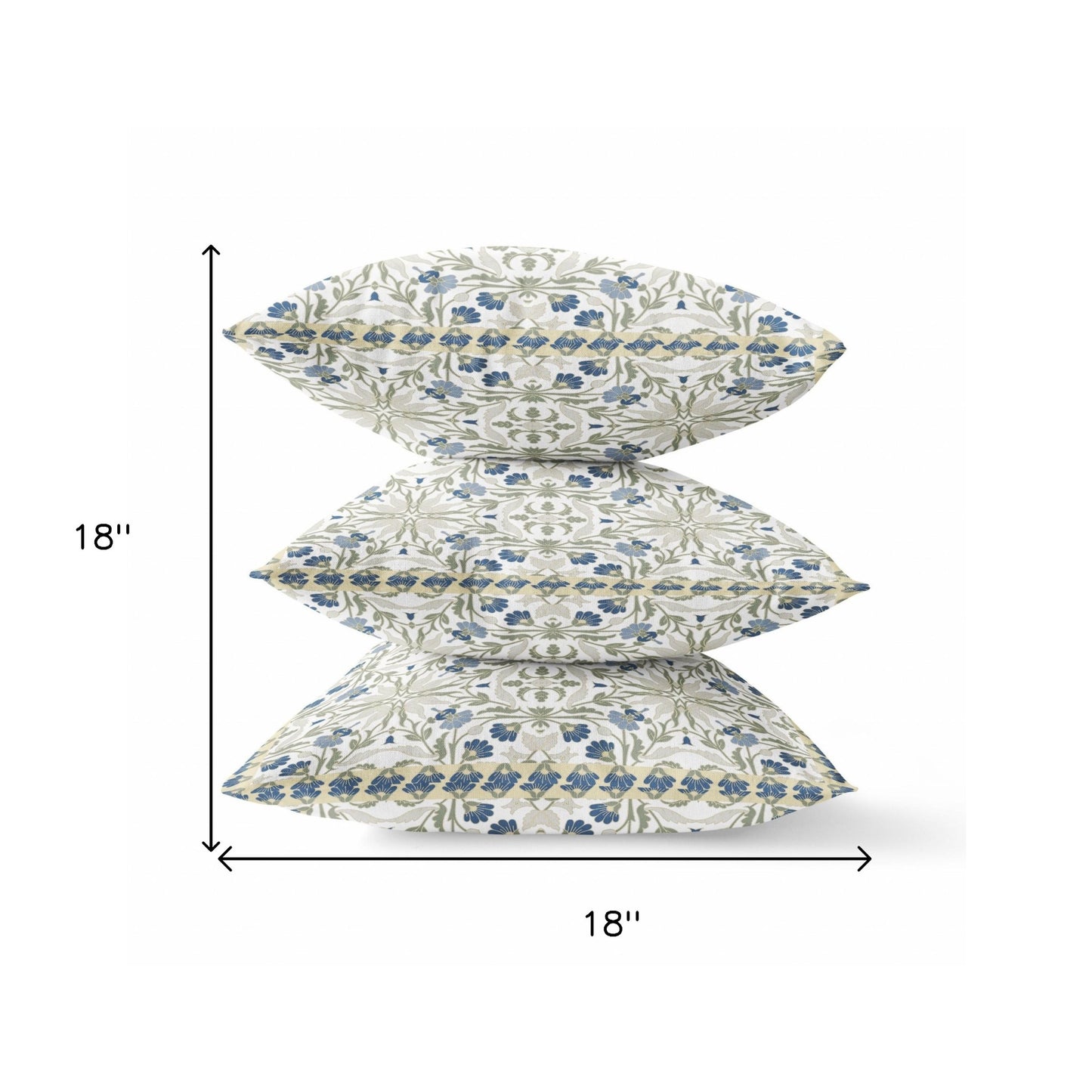 18” White Green Paisley Zippered Suede Throw Pillow