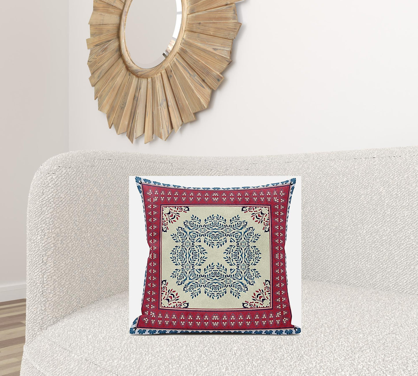 18" X 18" Blue Gray Geometric Zippered Suede Throw Pillow