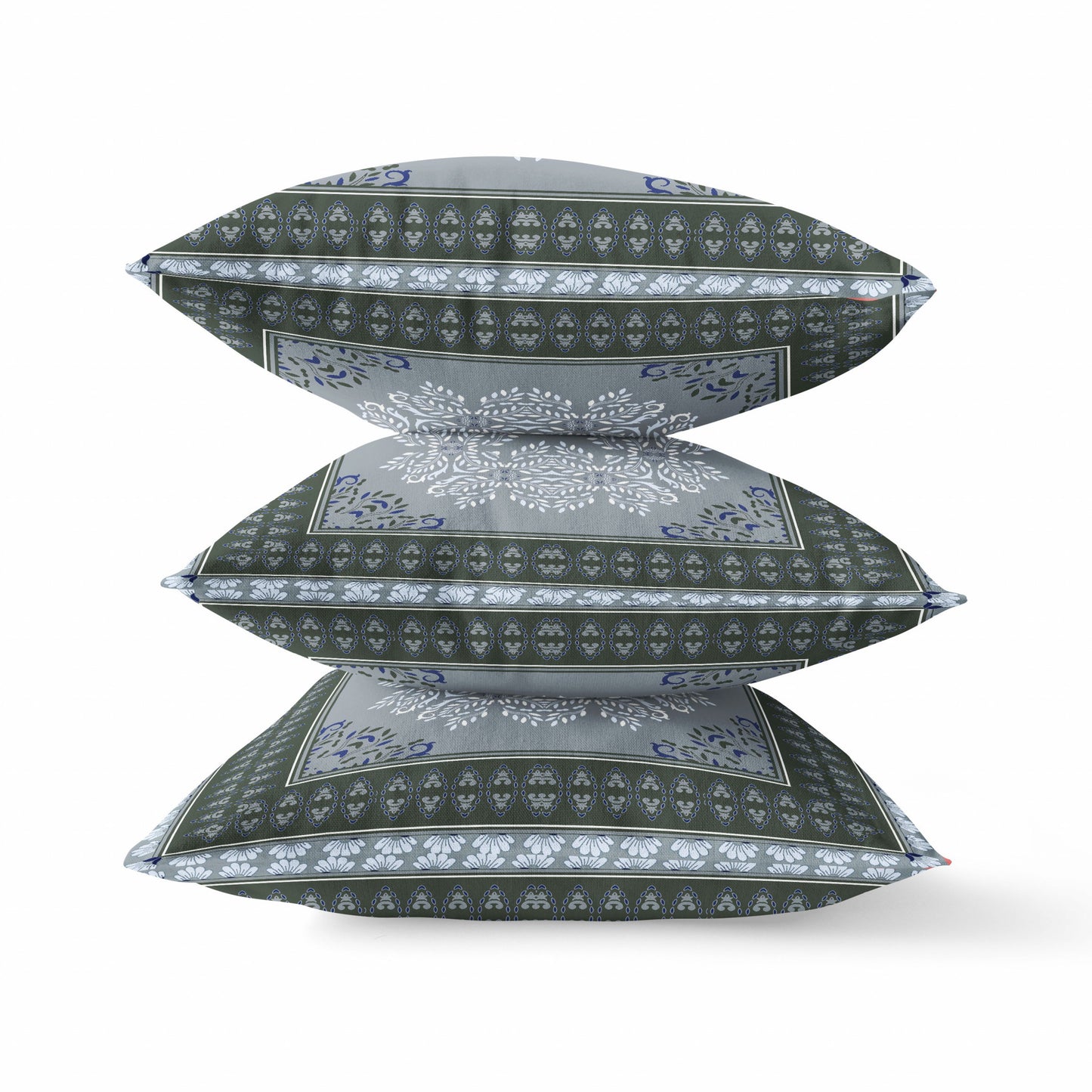 20" X 20" Gray Green Pink Geometric Zippered Suede Throw Pillow