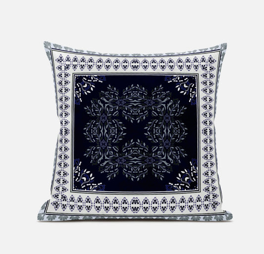 16" X 16" Light Green Blue Geometric Zippered Suede Throw Pillow