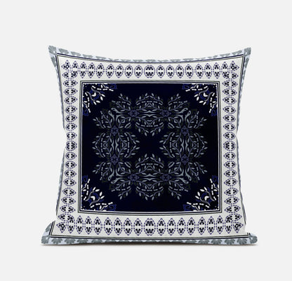 20" X 20" Blue and Green Geometric Suede Zippered Pillow
