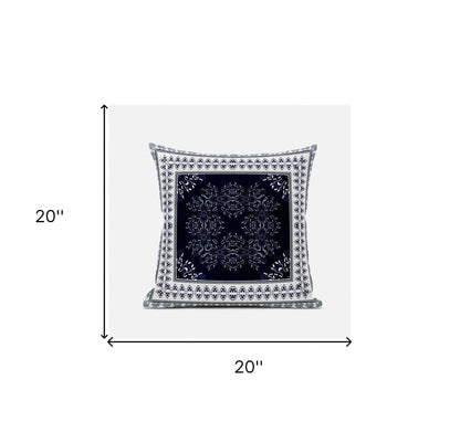 20" X 20" Blue and Green Geometric Suede Zippered Pillow
