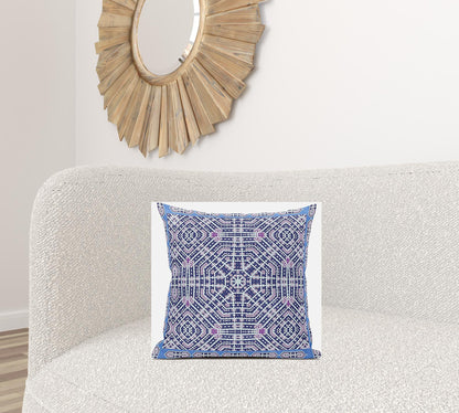 18” Lilac Blue Geostar Zippered Suede Throw Pillow