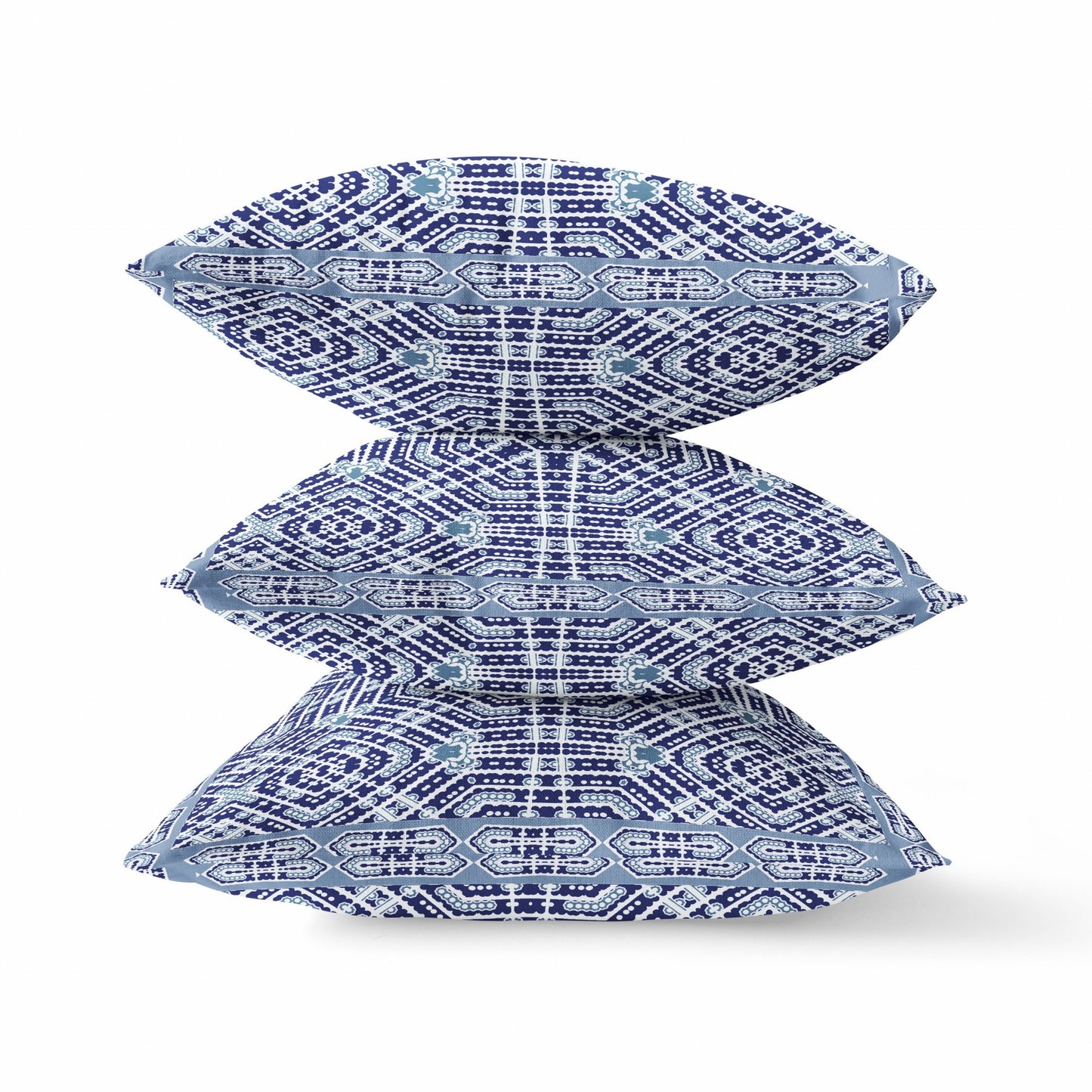 18” Indigo Blue Geostar Zippered Suede Throw Pillow