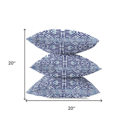 18” Indigo Blue Geostar Zippered Suede Throw Pillow