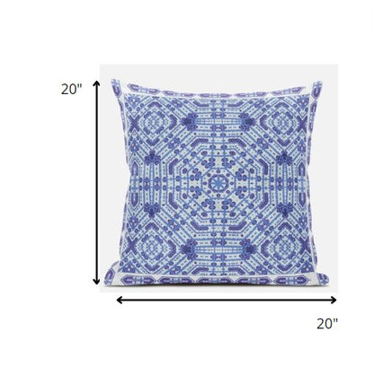 18” Cyan Blue Geostar Zippered Suede Throw Pillow