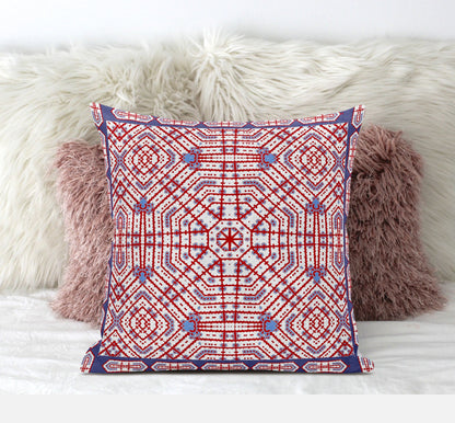 18” Red White Geostar Zippered Suede Throw Pillow