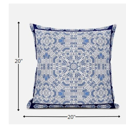 18” Blue Gray Geostar Zippered Suede Throw Pillow