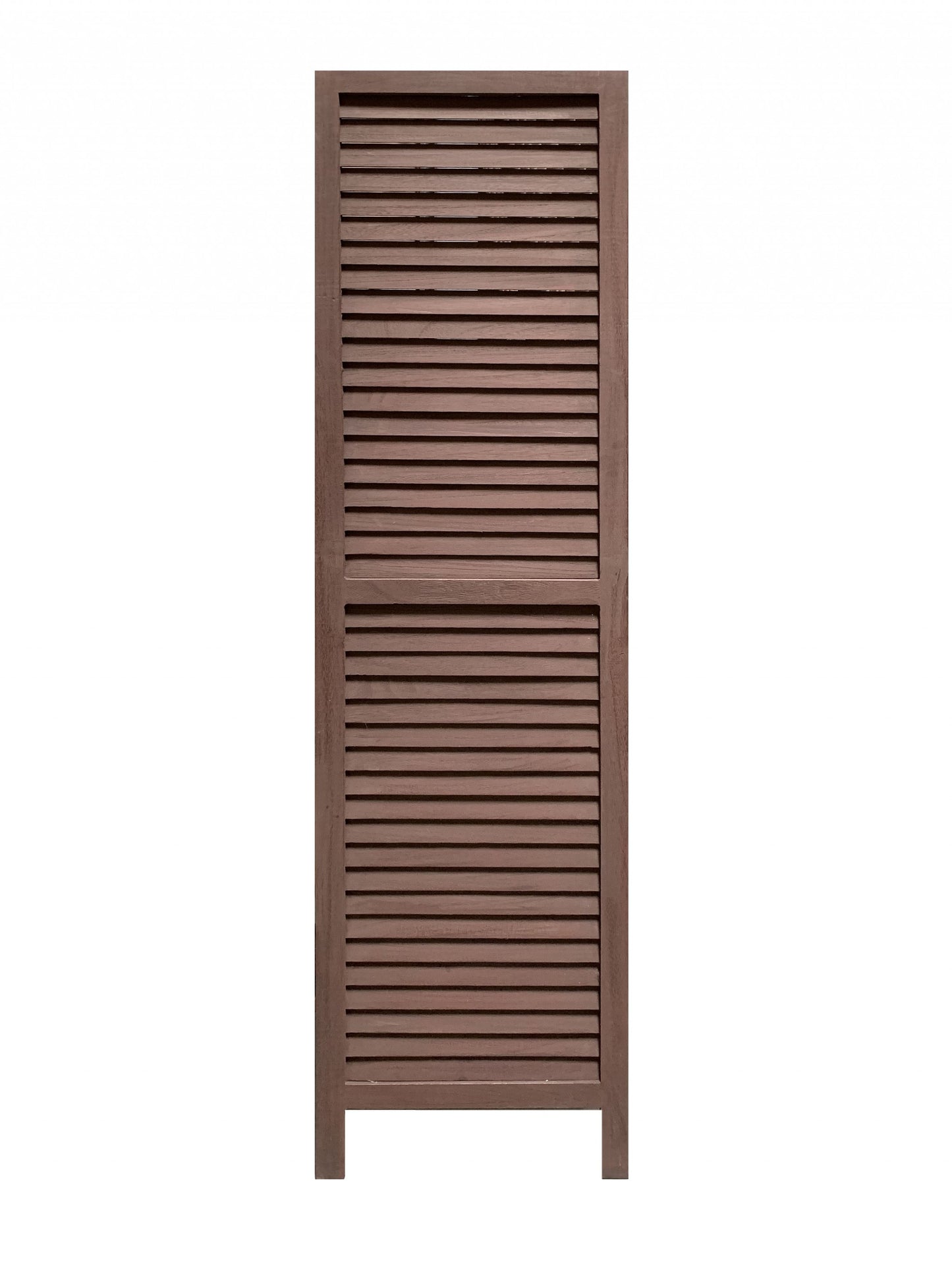 Stylish Three Panel Washed Brown Shutter Divider Screen