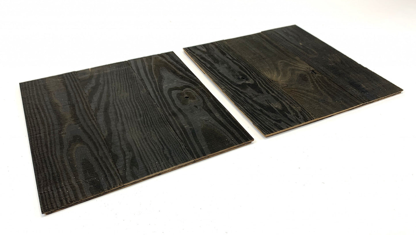 Set of Two Black Rustic Wood Wall Art Hanging Panels