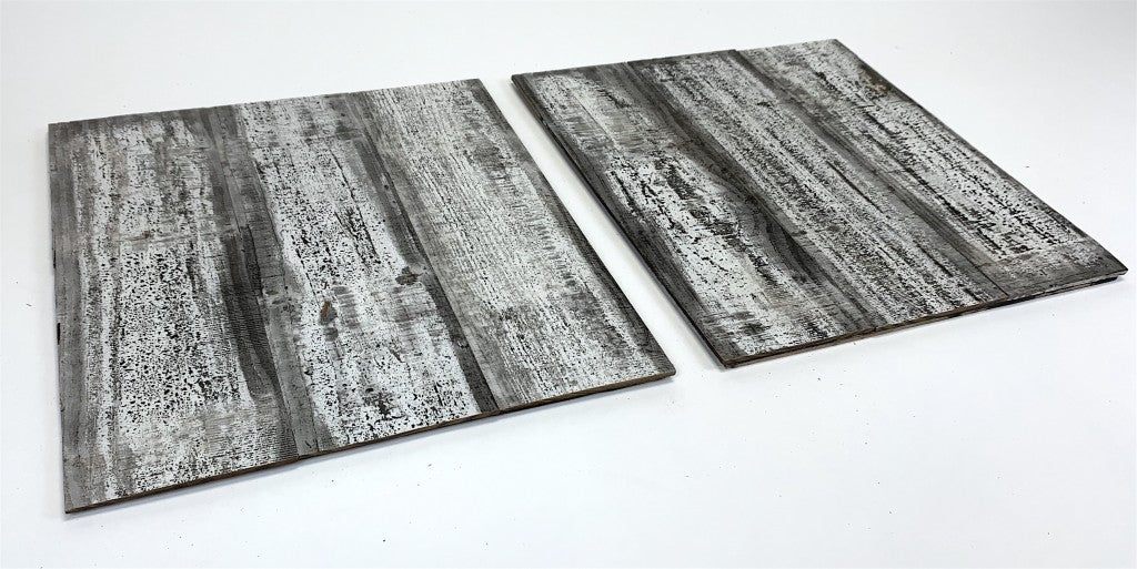 Set of Two Black Rustic Wood Wall Art Hanging Panels