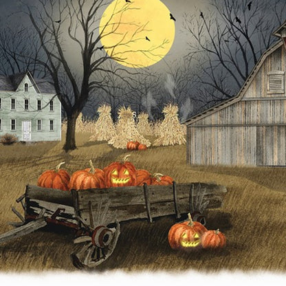 Spooky Harvest Moon 5 White Wrapped Canvas Print Wall Art