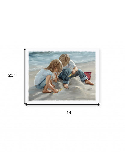 Sand Castle Builders 2 White Wrapped Canvas Print Wall Art