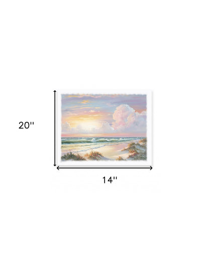 Golden Sunset On Crystal Cove 2 White Wrapped Canvas Print Wall Art