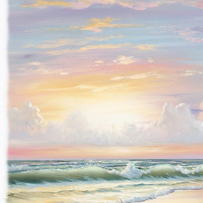 Golden Sunset On Crystal Cove 2 White Wrapped Canvas Print Wall Art