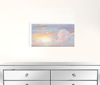 Golden Sunset On Crystal Cove 2 White Wrapped Canvas Print Wall Art